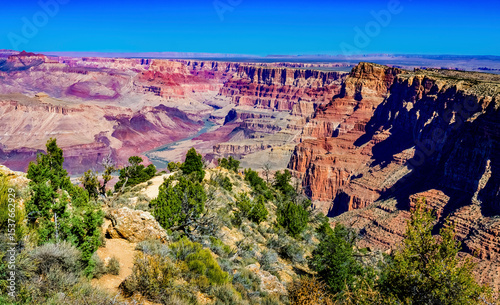 Spectacular view from the south rim of the Grand Canyon in Arizona