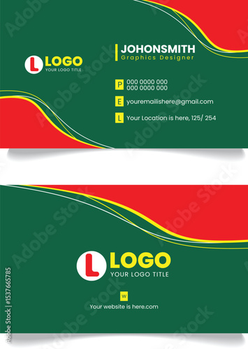 Business card set with vector illustrations inspired by national flag colors and patriotic design elements