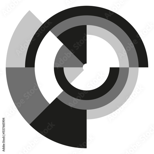 Ring orbit icon. Circular motion symbol. Vector layered shape. Gray gradient design.