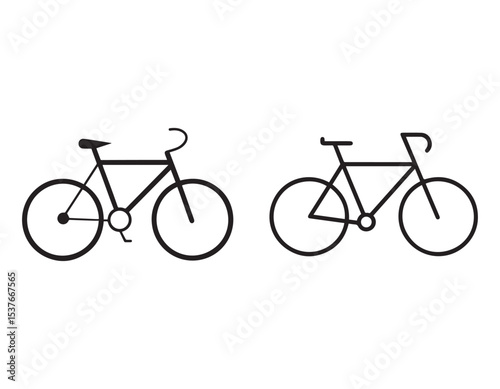 cruiser bike icon line art vector, set of bicycle icons