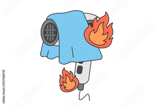 Hair Dryer Fire – Towel Covering the Dryer