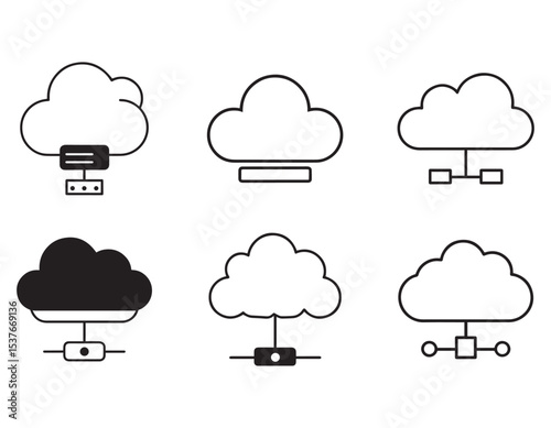 set of cloud hosting icon silhouette vector illustration