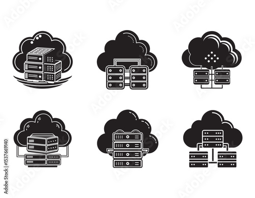 cloud computing vector silhouette illustration