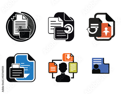 set of copy paste icon silhouette vector illustration