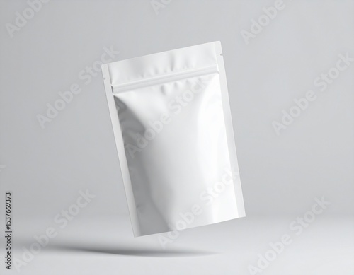 Pouch packaging mockup floating in air, clean background