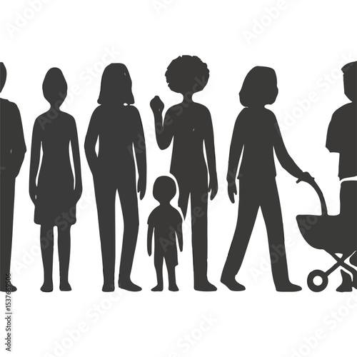 Diverse People Silhouettes Unity in Diversity Vector Illustration