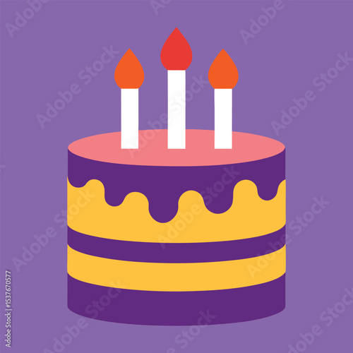 vector illustration of birthday cake with  candles