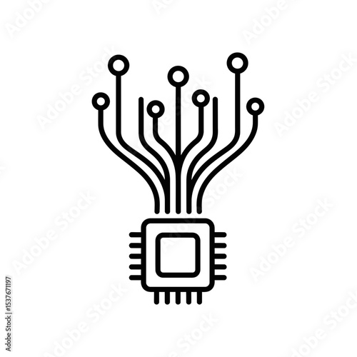 Artificial Intelligence chip with connections in a modern style