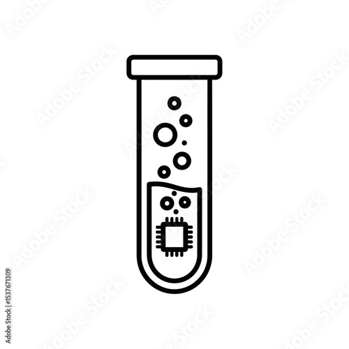 Test tube with microchip symbolizing artificial intelligence
