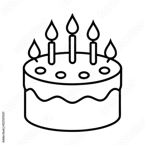 vector illustration of birthday cake with  candles