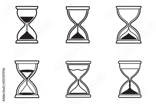 hourglass icon line art silhouette vector illustration
