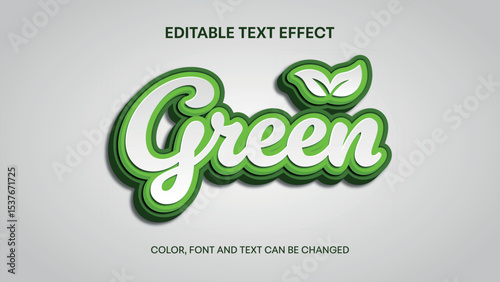 green editable text effect with leaves