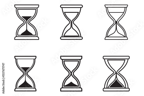 hourglass icon line art silhouette vector illustration