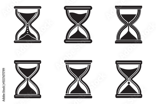 set of hourglass icon silhouette vector illustration