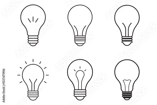 light bulb icon line art silhouette vector illustration