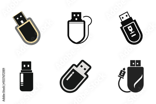 usb icon silhouette vector illustration
