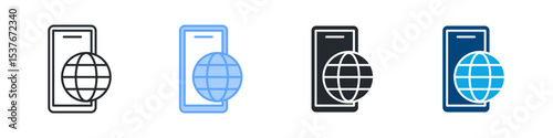 Digital Icon Set Multiple Style. Design In Outline, Blue, Glyph, Dualtone