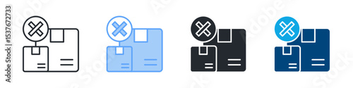 Rejected Icon Set Multiple Style. Design In Outline, Blue, Glyph, Dualtone
