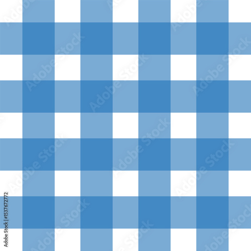 Blue squares pattern. Repeating grid vector. Gingham check surface. Flat background shape.