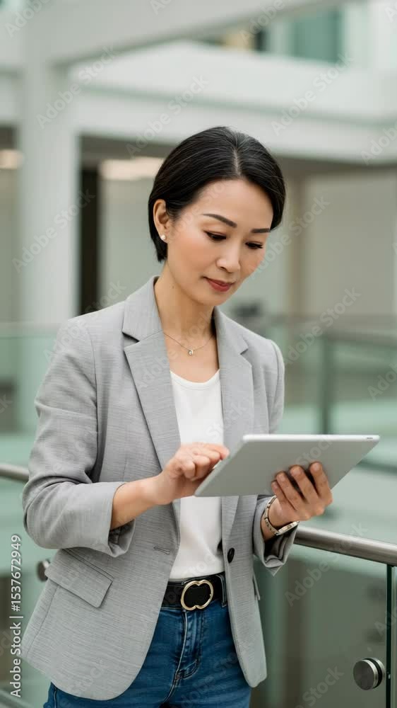 Woman using tablet in modern office space Woman using tablet in modern office space