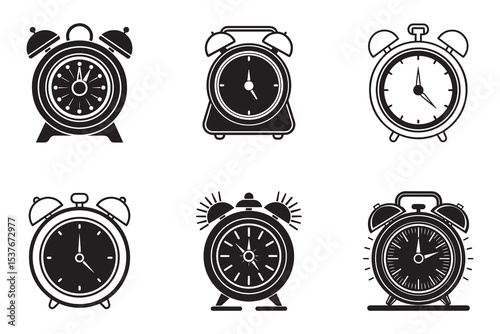 retro alarm clock icon silhouette vector illustration