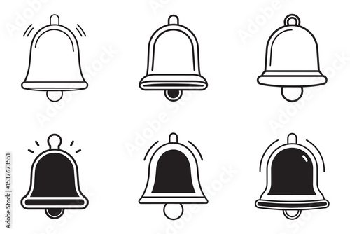 notification bell icon line art silhouette vector illustration
