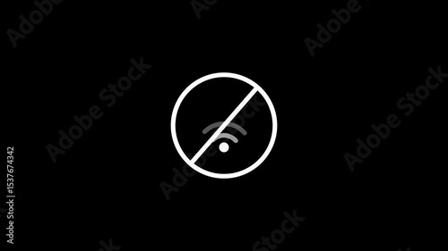 Wi-fi banner. Prohibitory sign icon. Linear and flat styles.No internet signal icon. 4K VIDEO.