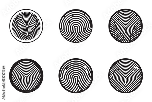 fingerprint black silhouette vector, Simple silhouette Design vector icon with white background.