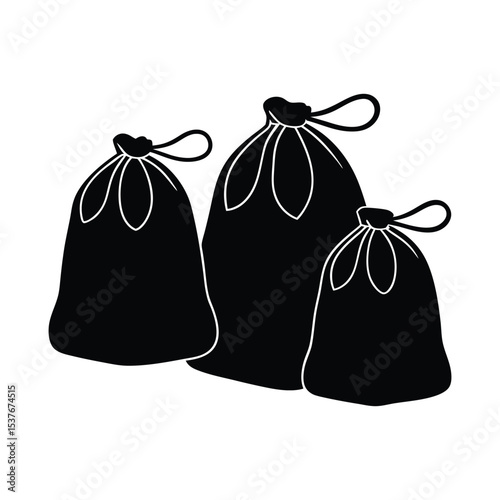 Set of blank drawstringbags mockup 3d realistic vector