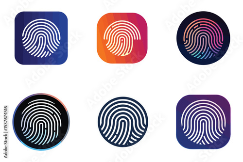 set Fingerprint icon Vector illustration collection.