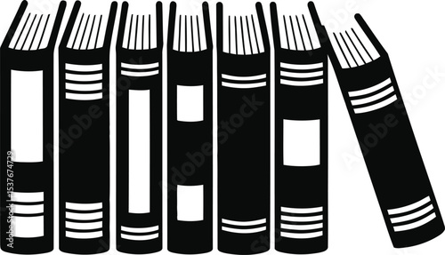 Bookshelf Vector Clipart – Black and White Stacked Book Silhouette Illustration
