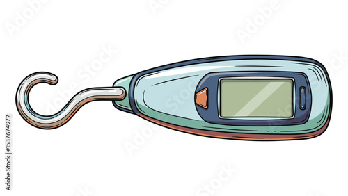 Digital hanging scale illustration, hand-drawn style, vector illustration, isolated on white