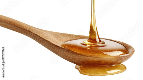 Wallpaper Mural Golden Honey Slowly Dripping from a Wooden Spoon on Transparent Background Torontodigital.ca