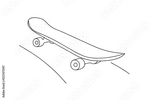 Skateboard continuous line art drawing illustration