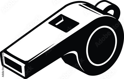 Black and White Whistle Vector Icon – Referee Sports Clipart