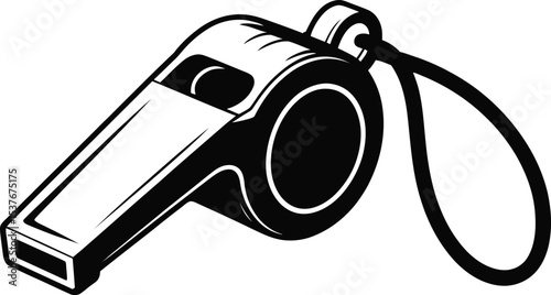 Whistle Icon Vector Clipart – Black and White Sports Design