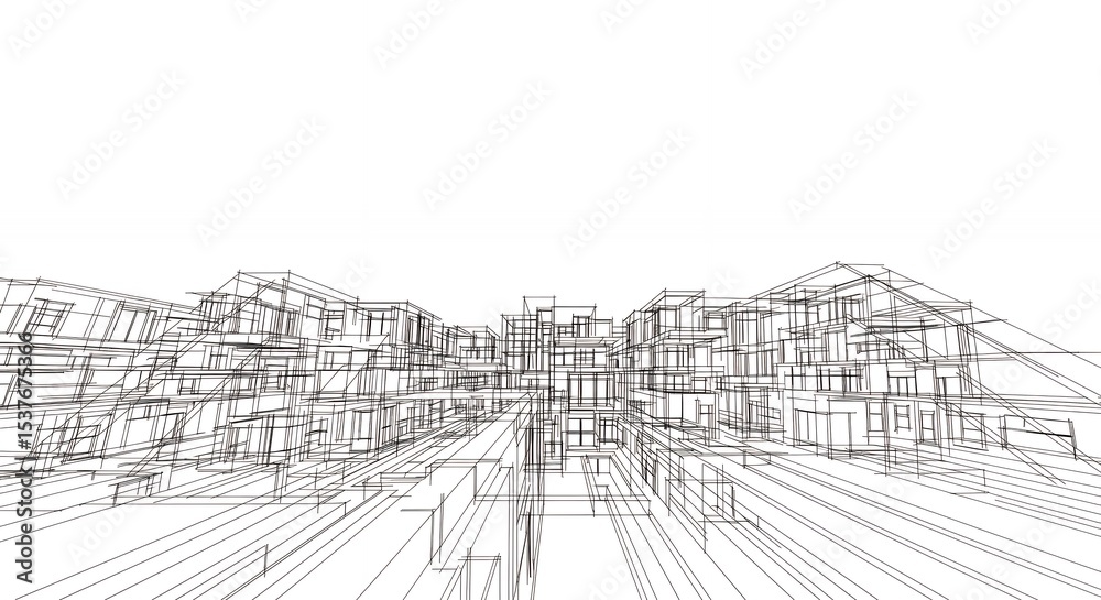 Fototapeta premium Cityscape architectural drawing design