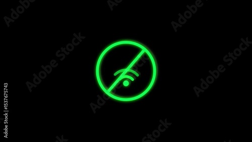 Wi-fi banner. Prohibitory sign icon. Linear and flat styles.No internet signal icon. 4K VIDEO.