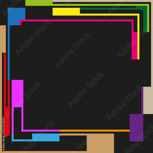 Frame dark icon. Neon vector shape. Color block outline. Abstract graphic border.