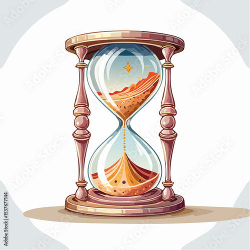 Artistic Hourglass Illustration Sands of Time, Landscape Within