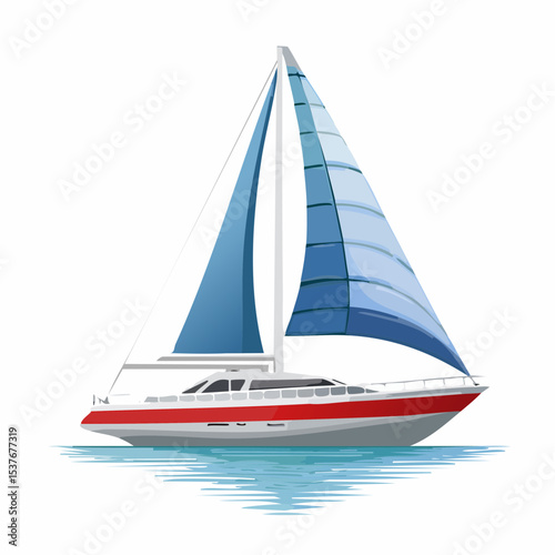 Elegant Sailing Yacht A Stunning Vector Illustration of a Modern Sailboat