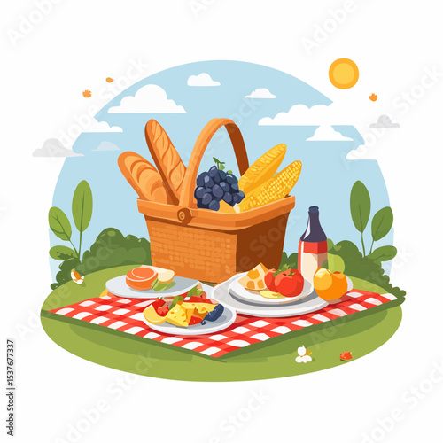 Summer Picnic Basket Delicious Food & Sunny Outdoor Fun
