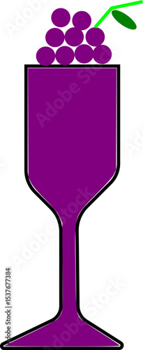 wine glass with grapes, minimalist