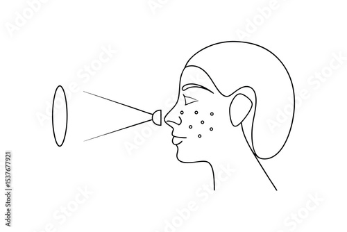 Woman receiving facial treatment continuous line art illustration