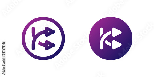 Shuffle Arrows Icon Set. A purple gradient icon with two crossed arrows, indicating shuffle or random play functions in media players.