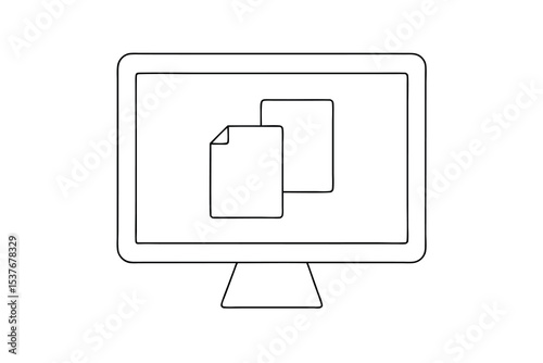Computer screen displaying two documents continuous line art