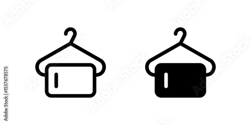 Towel Icon Set. A black icon of a towel, symbolizing hygiene or spa services in hospitality.
