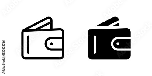Wallet Icon Set. A black icon of a wallet, representing money or personal items.