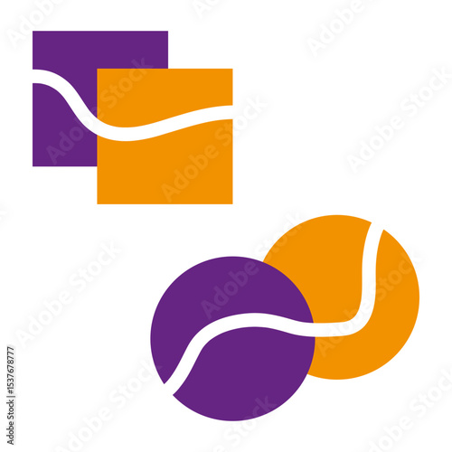Colorful abstract blocks. Curved segment icons. Dynamic shape harmony. Vector modern emblem.