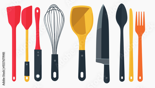 Essential kitchen utensils set for cooking and baking tools